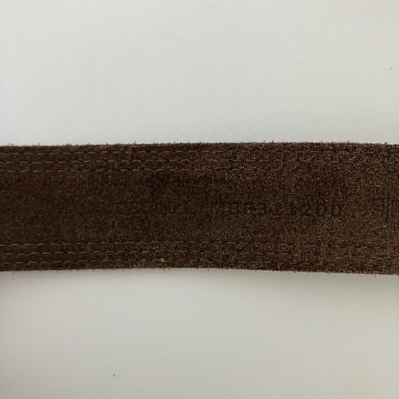 Men's Brown FOSSIL Leather Belt Solid Brass Buckle plated Brushed Silver Size L - Picture 12 of 12